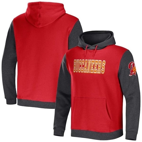 Men's Tampa Bay Buccaneers X Darius Rucker Collection Red Charcoal Colorblock Pullover Hoodie