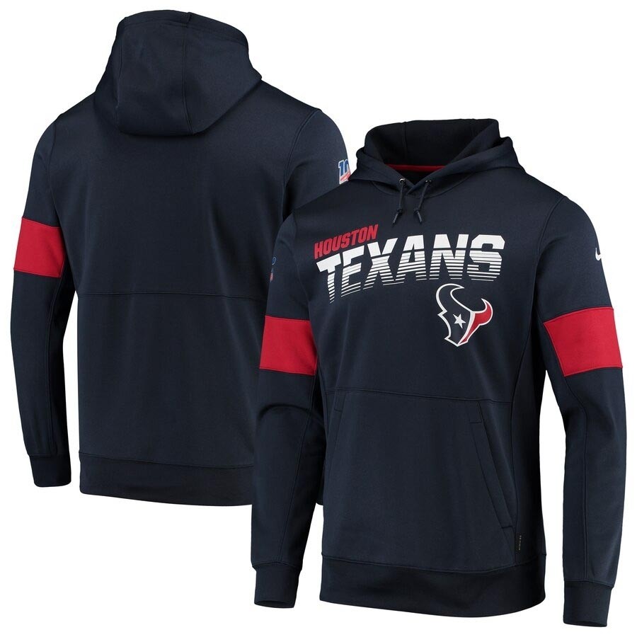 Men's Houston Texans Navy Nike Sideline Team Logo Performance Pullover Hoodie