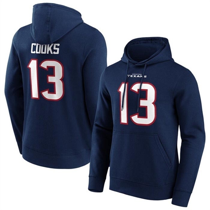 Men's Houston Texans #13 Brandin Cooks Navy Hoodie