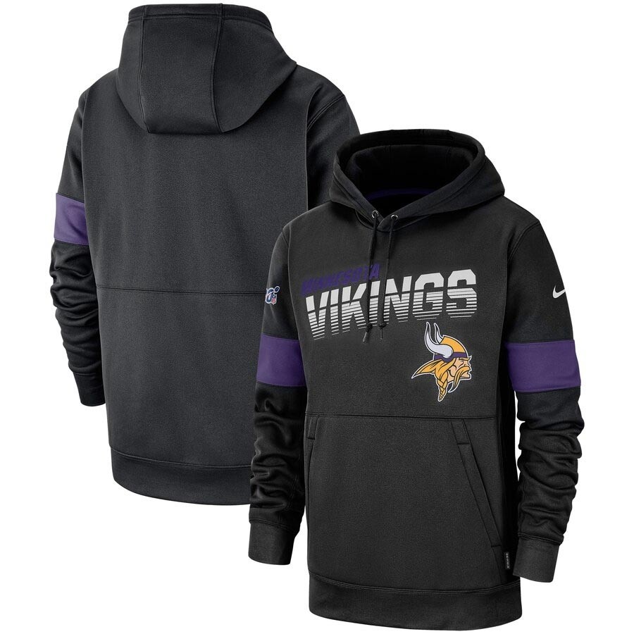 Men's Minnesota Vikings Black Nike Sideline Team Logo Performance Pullover Hoodie