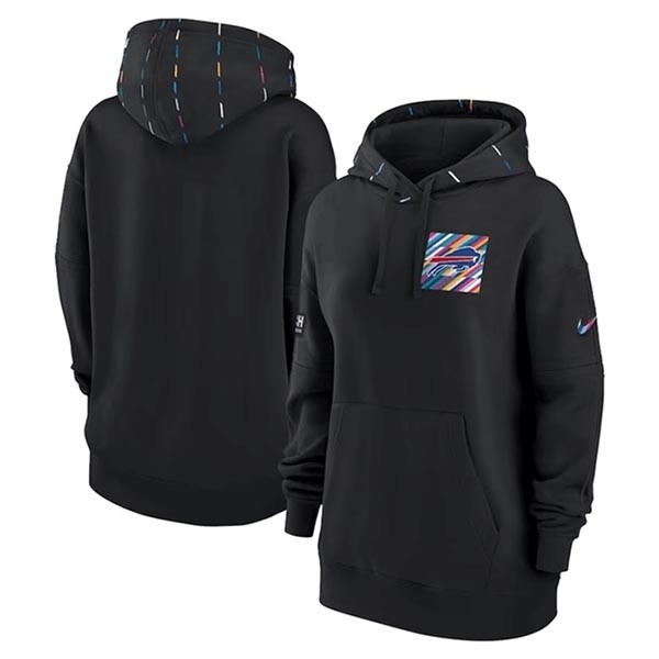 Women's Buffalo Bills Black 2023 Crucial Catch Club Pullover Hoodie(Run Small)