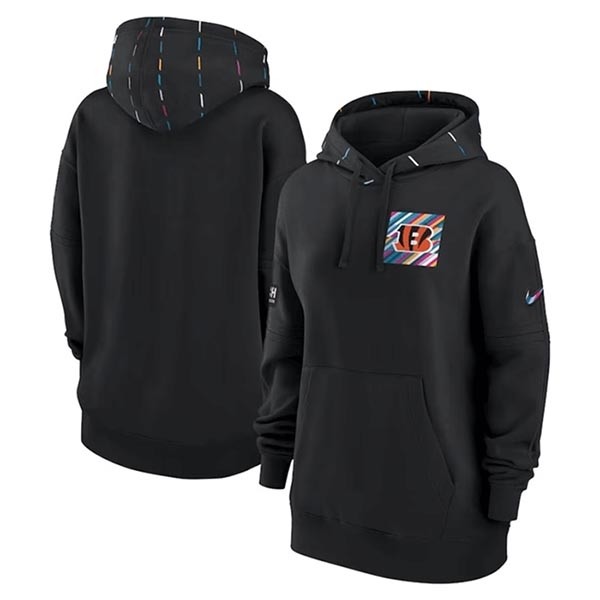 Women's Cincinnati Bengals Black 2023 Crucial Catch Club Pullover Hoodie(Run Small)