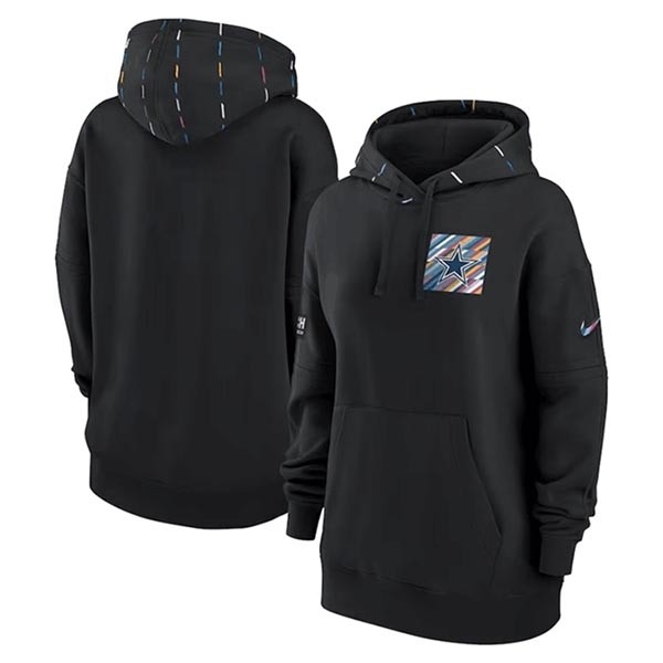 Women's Dallas Cowboys Black 2023 Crucial Catch Club Pullover Hoodie(Run Small)