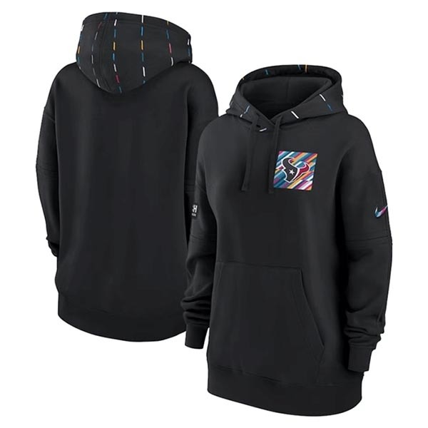 Women's Houston Texans Black 2023 Crucial Catch Club Pullover Hoodie(Run Small)