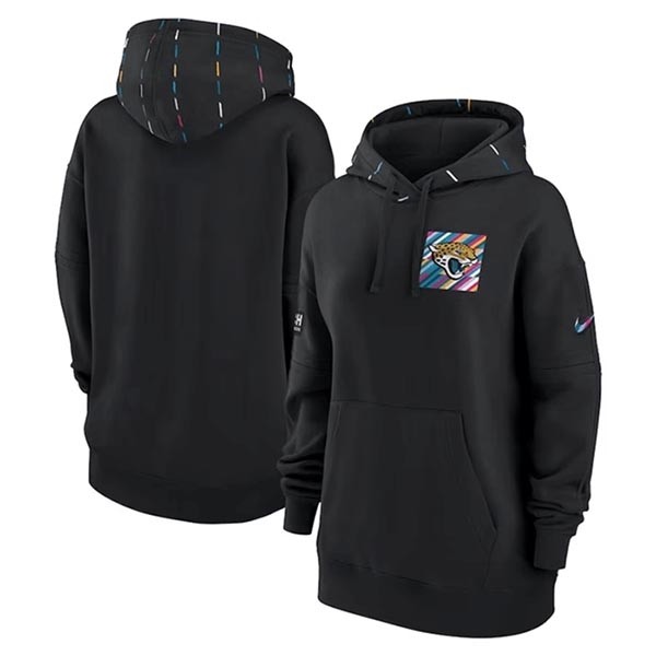 Women's Jacksonville Jaguars Black 2023 Crucial Catch Club Pullover Hoodie(Run Small)