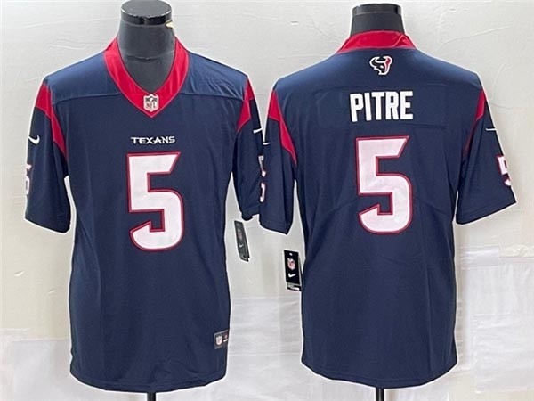 Men's Nike Houston Texans #5 Jalen Pitre Navy Vapor Limited Jersey