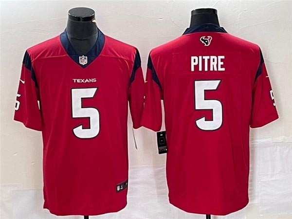 Men's Nike Houston Texans #5 Jalen Pitre Red Vapor Limited Jersey