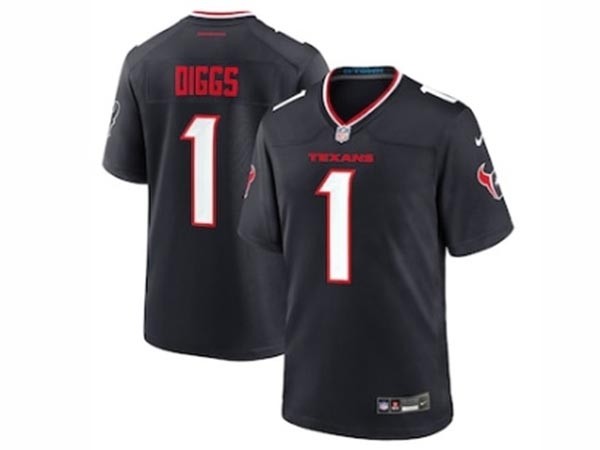 Men's Houston Texans #1 Stefon Diggs 2024 Navy Vapor Limited Jersey