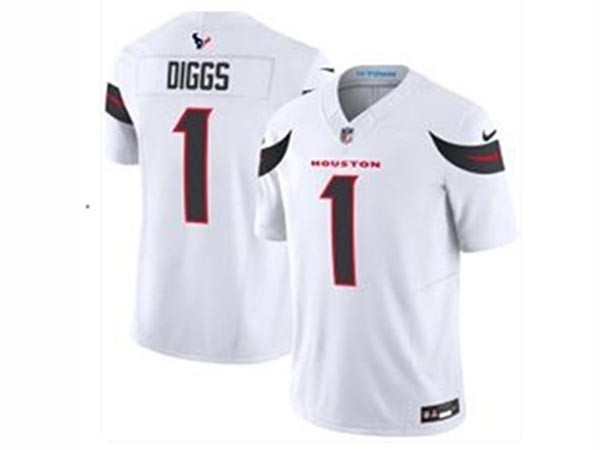 Men's Houston Texans #1 Stefon Diggs 2024 White Vapor Limited Jersey