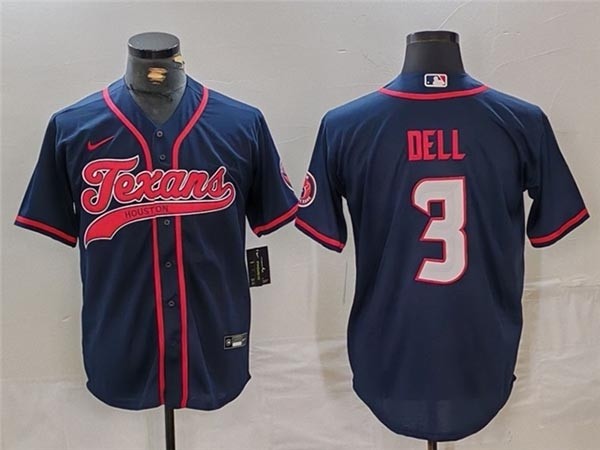 NFL Houston Texans #3 Tank Dell Navy Baseball Limited Jersey