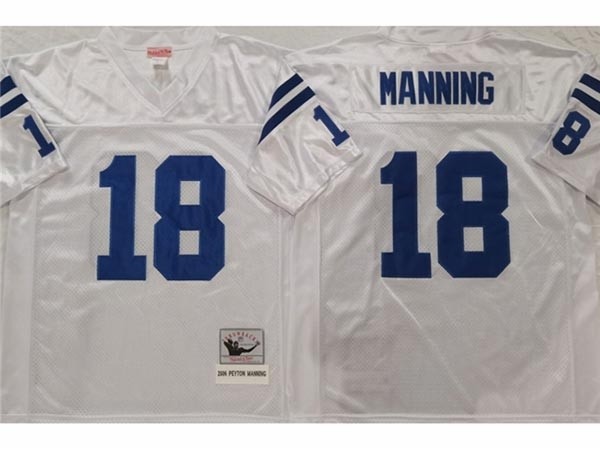 Men's Indianapolis Colts #18 Peyton Manning 2006 Throwback White Jersey