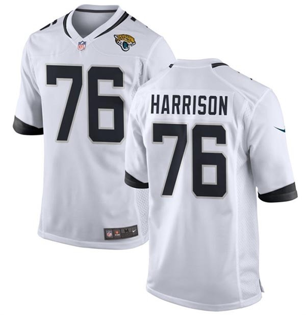 Men's Jacksonville Jaguars #76 Anton Harrison White 2023 Draft Stitched Game Jersey