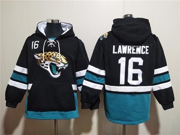 Men's Jacksonville Jaguars #16 Trevor Lawrence Black Ageless Must-Have Lace-Up Pullover Hoodie