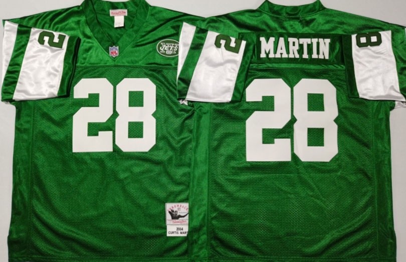 NFL New York Jets #28 Curtis Martin Green M&N Throwback Jersey