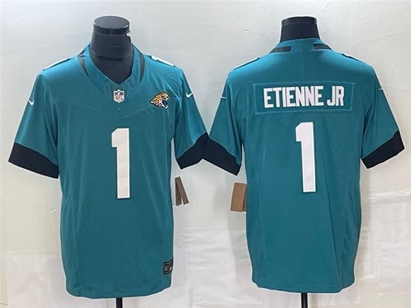 Men's Jacksonville Jaguars #1 Travis Etienne Jr. Teal 2023 F.U.S.E Vapor Untouchable Limited Stitched Jersey