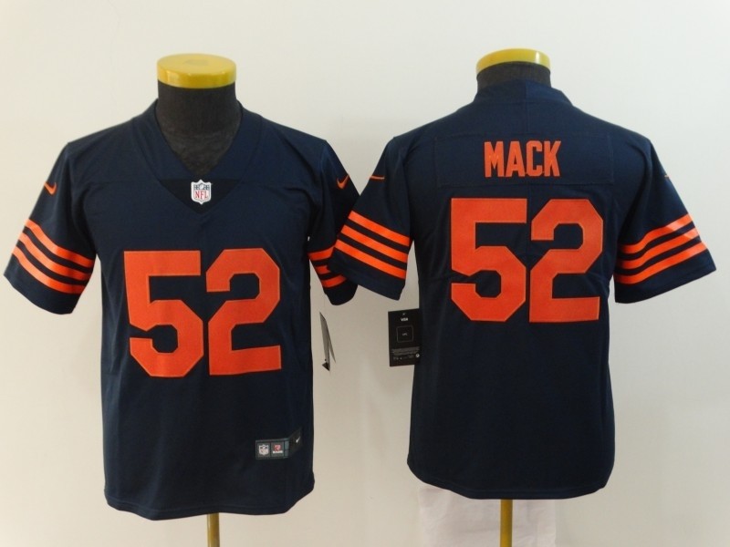 NFL Youth Bears Khalil Mack #52 blue with orange number Jersey