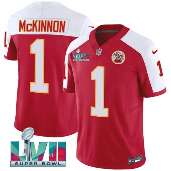 Men's Kansas City Chiefs #1 McKinnon Red 2023 F.U.S.E. With Super Bowl LVII Patch Vapor Untouchable Limited Stitched Jersey