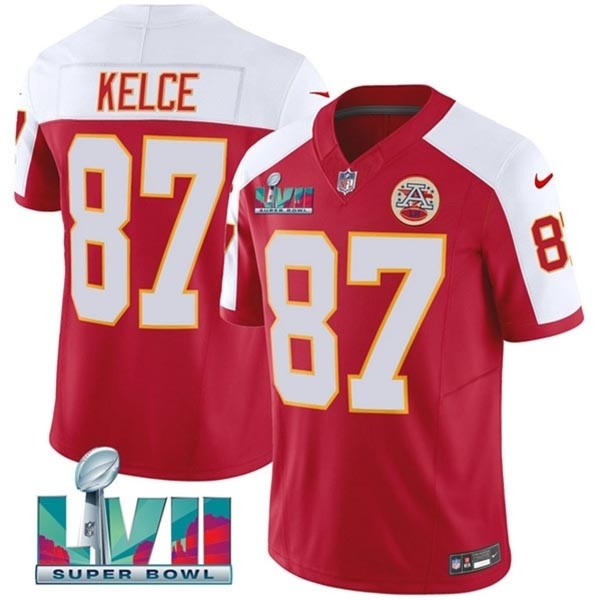 Men's Kansas City Chiefs #87 Travis Kelce Red 2023 F.U.S.E. With Super Bowl LVII Patch Vapor Untouchable Limited Stitched Jersey