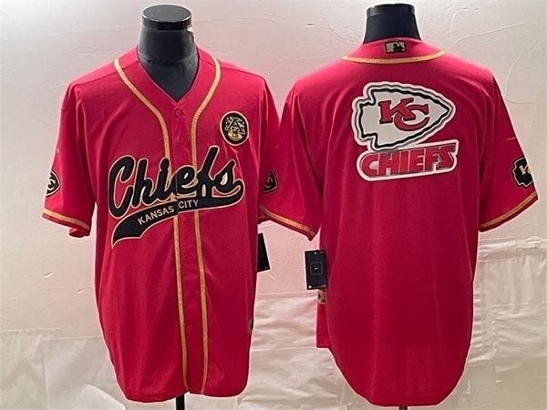 Men's Kansas City Chiefs Blank Black Gold Cool Base Stitched Baseball Jersey