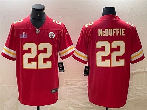 Men's Kansas City Chiefs #22 Trent McDuffie Red Super Bowl LVIII Limited Jersey