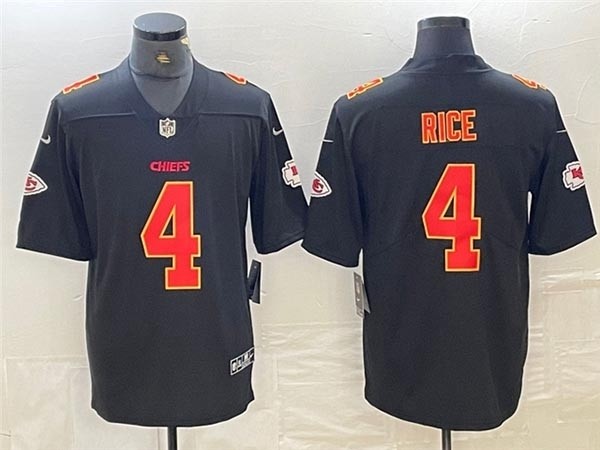 Men's Kansas City Chiefs #4 Rashee Rice Black Fashion Limited Jersey