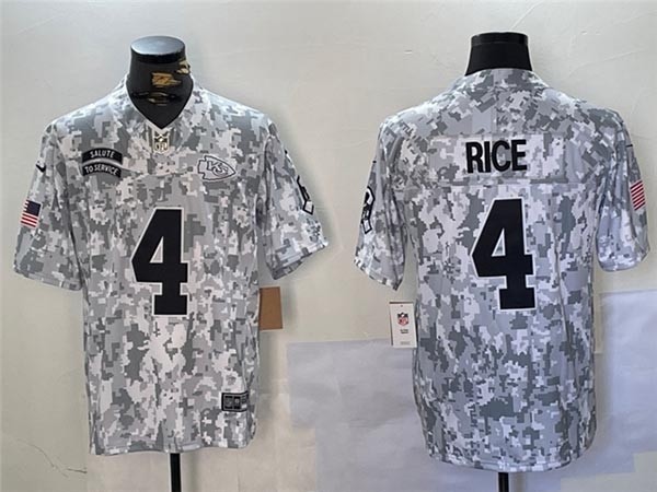 Men's Kansas City Chiefs #4 Rashee Rice Arctic Camo 2024 Salute To Service Limited Jersey