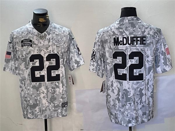 Men's Kansas City Chiefs #22 Trent McDuffie Arctic Camo 2024 Salute To Service Limited Jersey