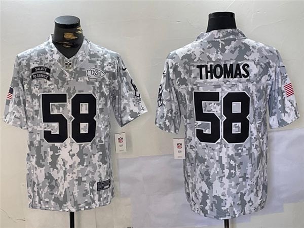 Men's Kansas City Chiefs #58 Derrick Thomas Arctic Camo 2024 Salute To Service Limited Jersey