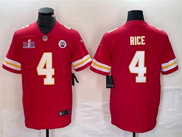 Men's Kansas City Chiefs #4 Rashee Rice Red Super Bowl LVIII Limited Jersey