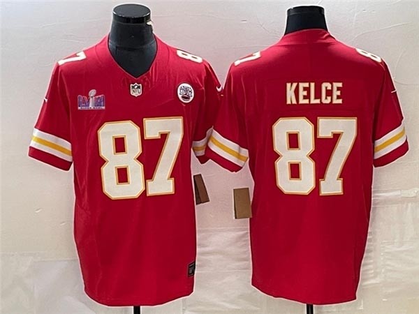 Men's Kansas City Chiefs #87 Travis Kelce Red Super Bowl LVIII F.U.S.E. Limited Jersey