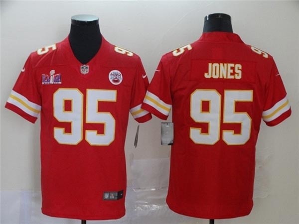 Men's Kansas City Chiefs #95 Chris Jones Red Super Bowl LVIII Limited Jersey