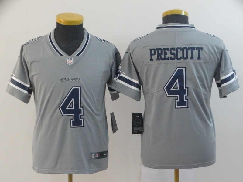 NFL Youth Cowboys Dak Prescott #4 Grey Inverted Legend Jersey