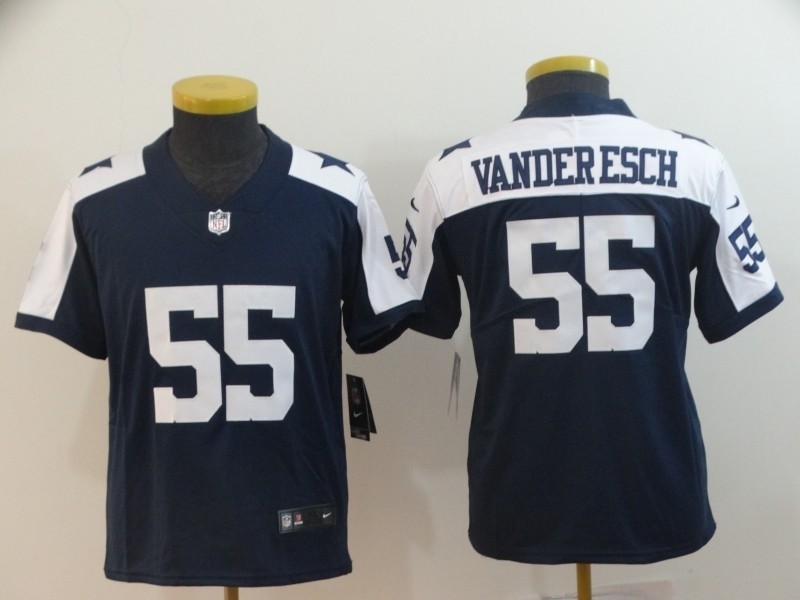 NFL Youth Cowboys Vander Esch #55 blue thanksgiving Jersey