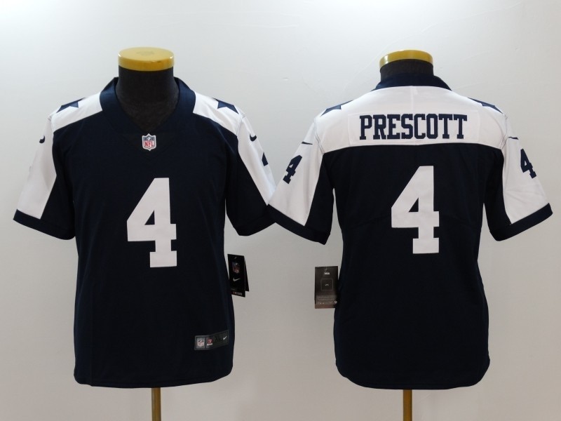 NFL Youth Cowboys Dak Prescott #4 blue thanksgiving Jersey