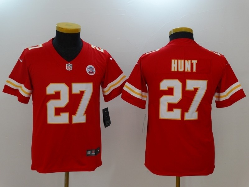 NFL Youth Kansas City Chiefs Kareem Hunt #27 red Jersey