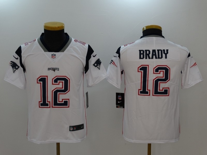 NFL Youth New England Patriots Tom Brady #12 white Jersey