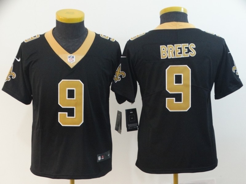 NFL Youth New Orleans Saints Drew Brees #9 black Jersey