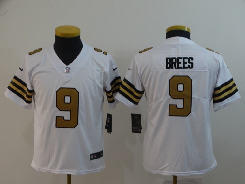 NFL Youth New Orleans Saints Drew Brees #9 white Rush Limited Jersey