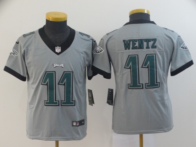 NFL Youth Eagles Carson Wentz #11 grey Inverted Legend Jersey