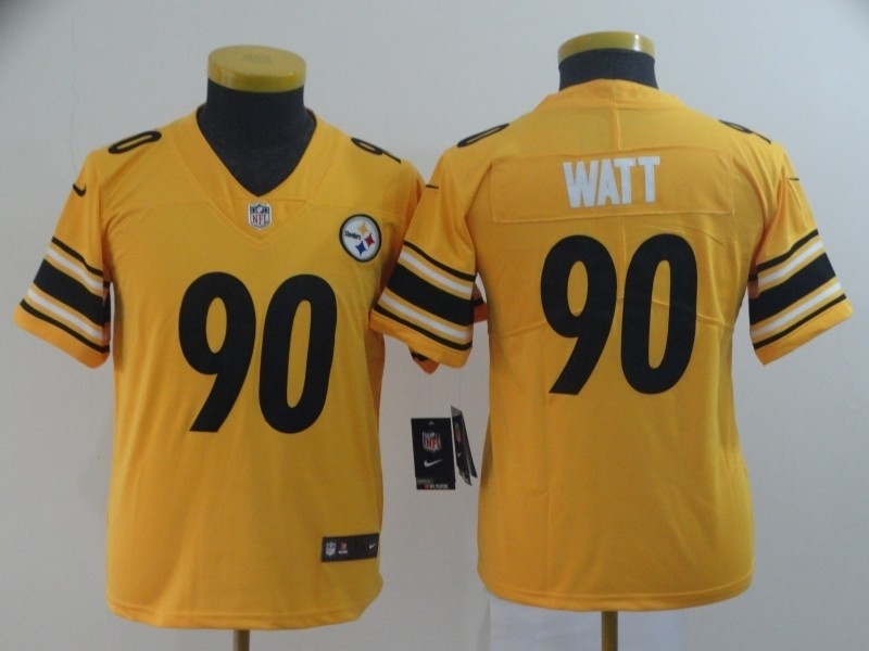 NFL Youth Steelers Watt #90 Gold Inverted Legend Jersey