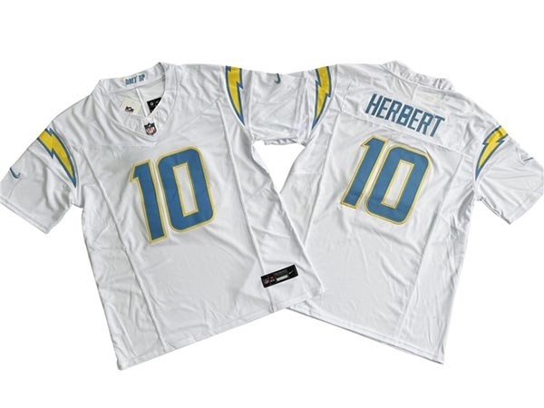 Men's Los Angeles Chargers #10 Justin Herbert White Vapor F.U.S.E. Limited Jersey