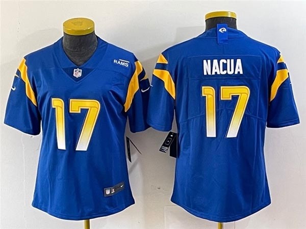 Women's Los Angeles Rams #17 Puka Nacua Royal Vapor Limited Jersey