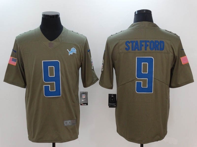 NFL Lions #9 Matthew Stafford Olive Salute To Service Limited Jersey