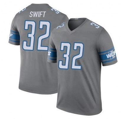 NFL Detroit Lions #32 D'Andre Swift Grey Vapor Untouchable Limited Jersey