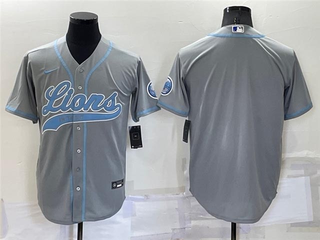 NFL Detroit Lions Blank Gray Baseball Cool Base Team Jersey