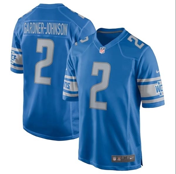 Men's Detroit Lions #2 Chauncey Gardner-Johnson Blue Stitched Game Jersey