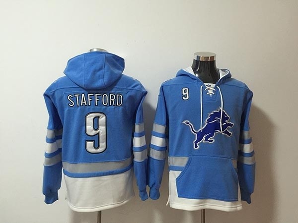 NFL Detroit Lions #9 Matthew Stafford Sky Blue All Stitched Hooded Sweatshirt