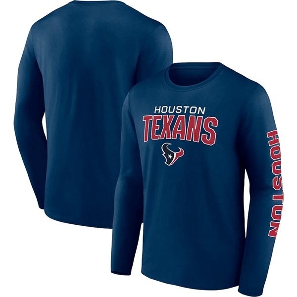 Men's Houston Texans Navy Go The Distance Long Sleeve T-Shirt