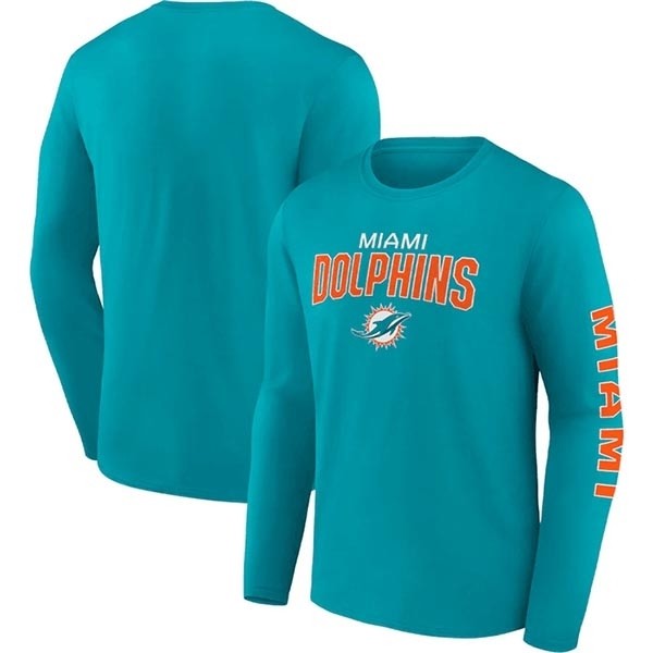 Men's Miami Dolphins Aqua Go The Distance Long Sleeve T-Shirt