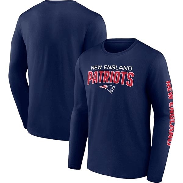 Men's New England Patriots Navy Go The Distance Long Sleeve T-Shirt